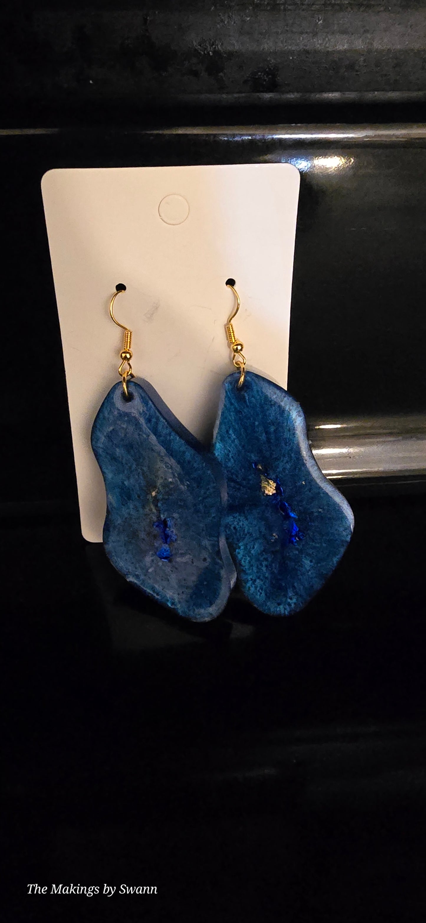 Irregular shaped ocean blue earrings