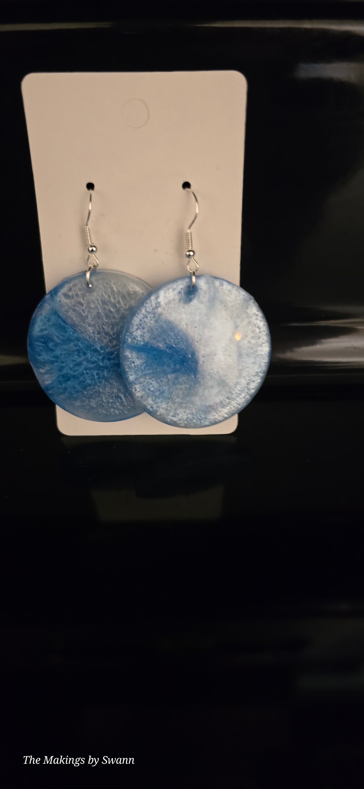 Medium white and baby blue earrings