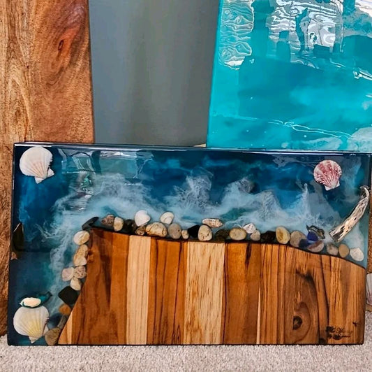 Large acrylic tray beach themed