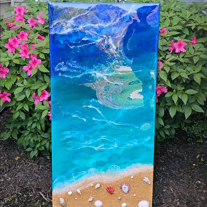 Beach themed acrylic painting