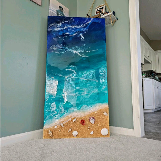 Beach themed acrylic painting