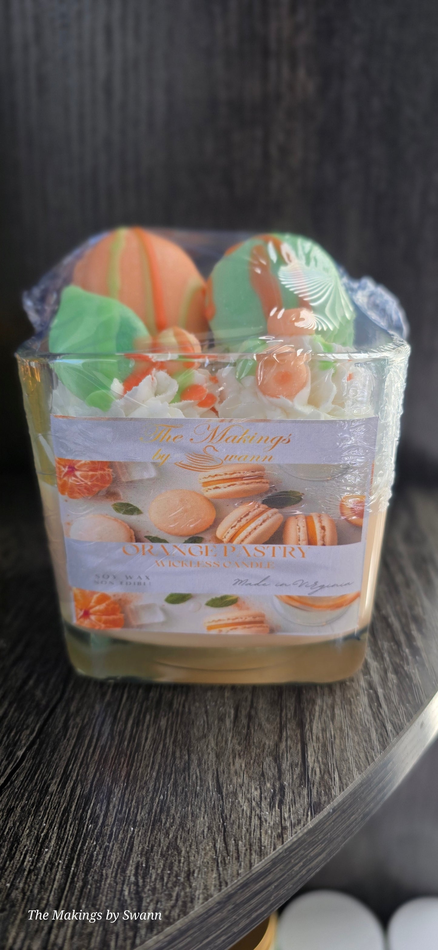 Orange pastry wickless candle