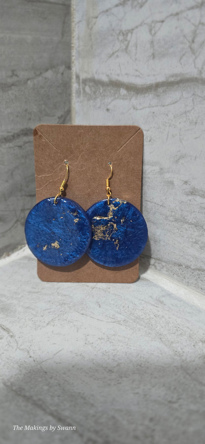 Gold & Royal Blue circle shaped Earrings