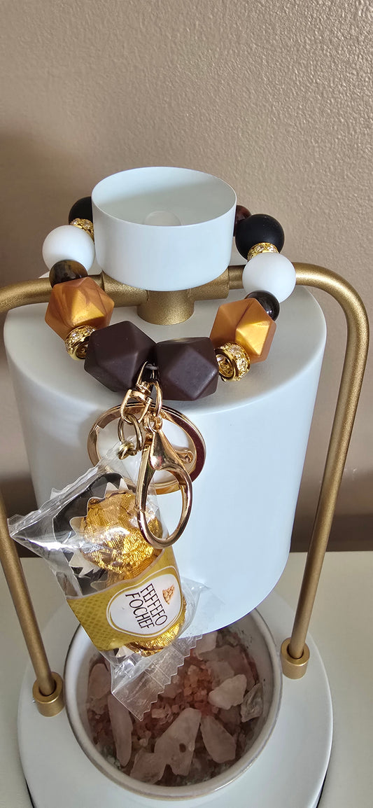 Chocolate candy charm keychain wristlet