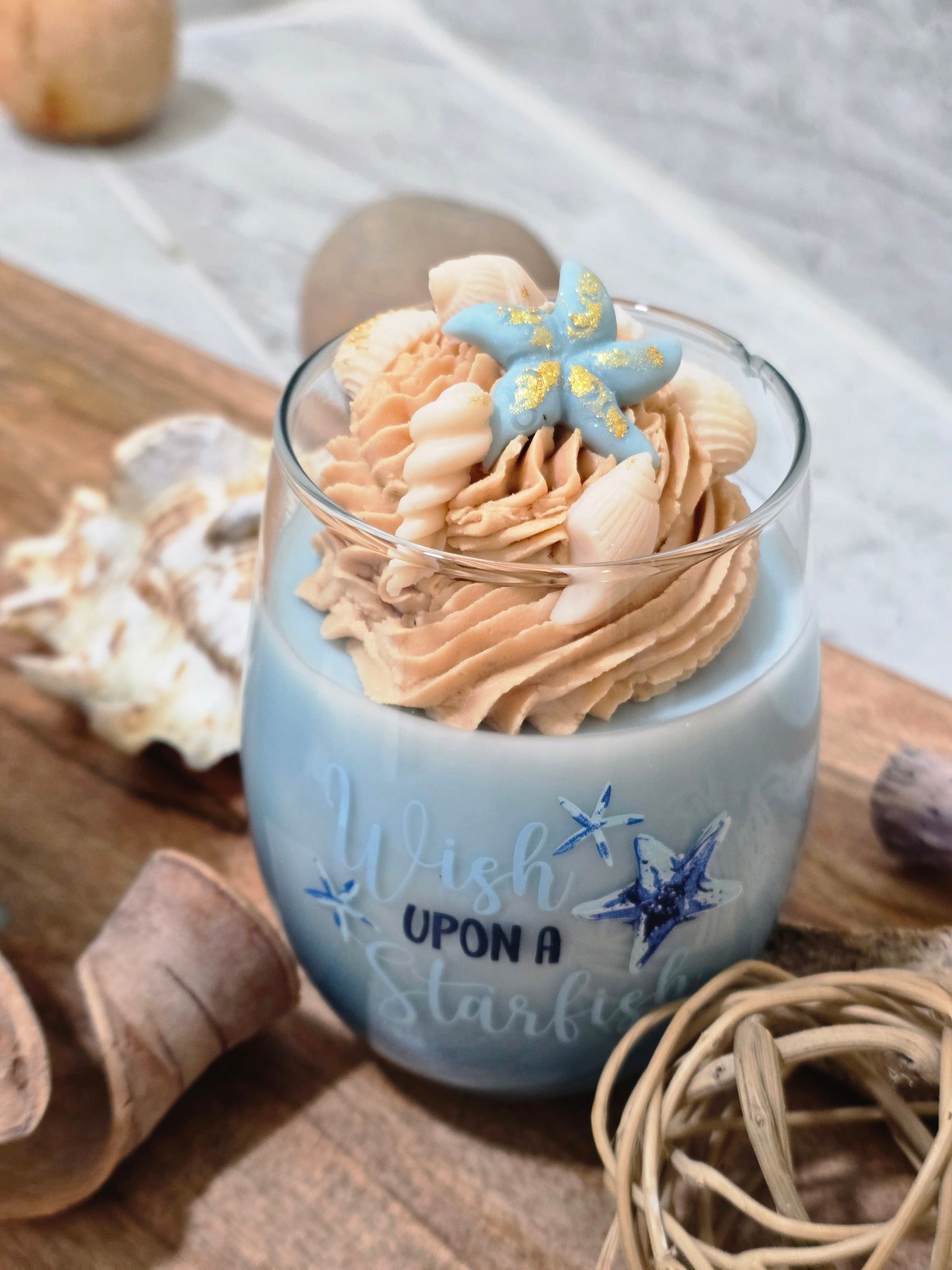 Beach themed wickless candle