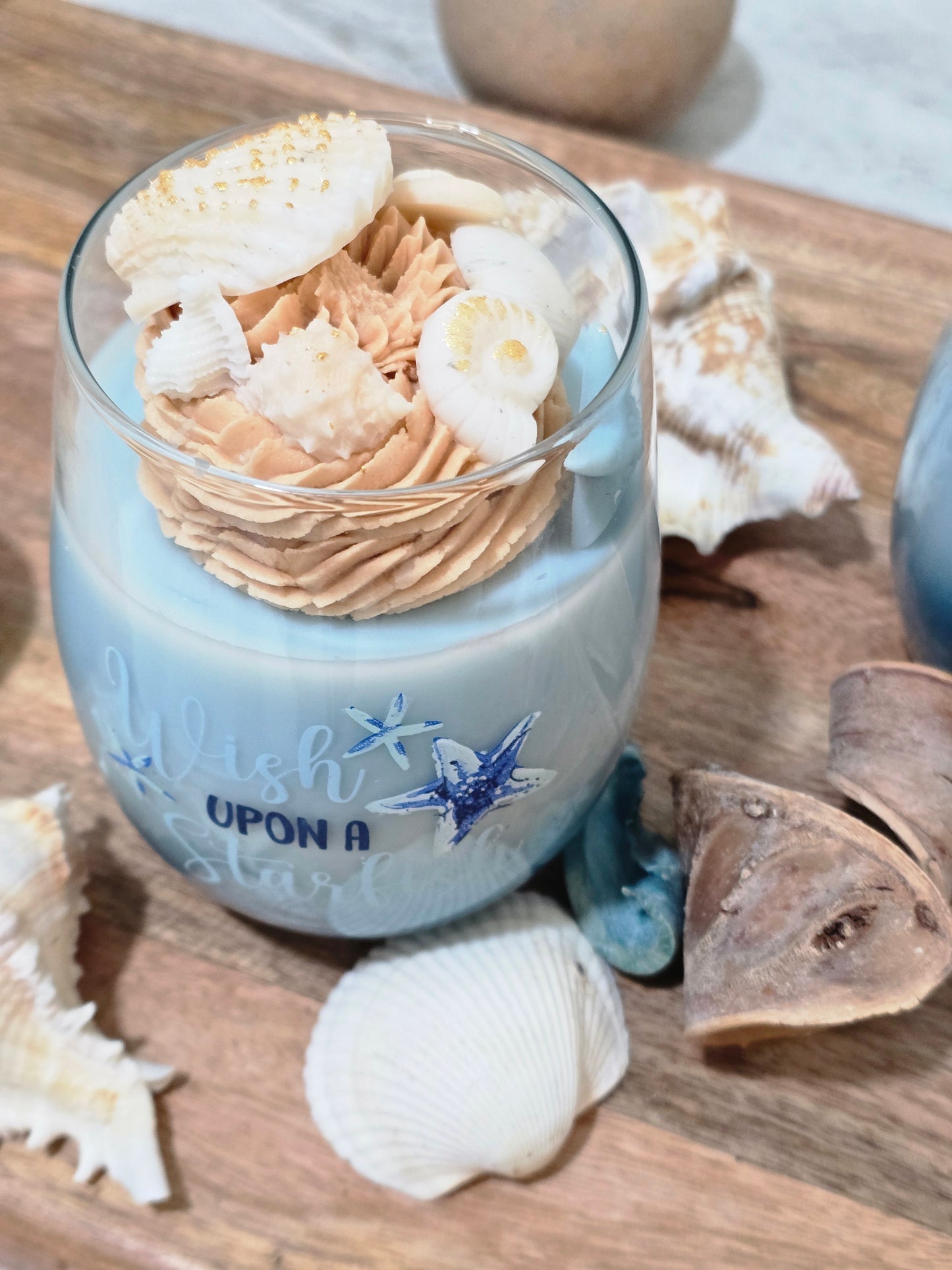 Beach themed wickless candle