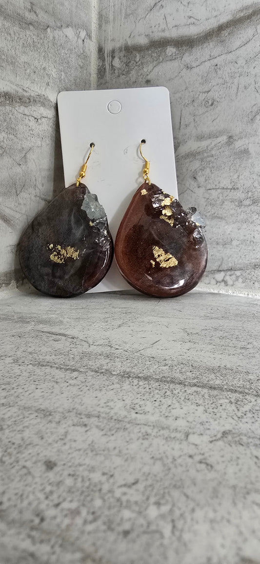 Earth Tone Tear drop earrings with crystals