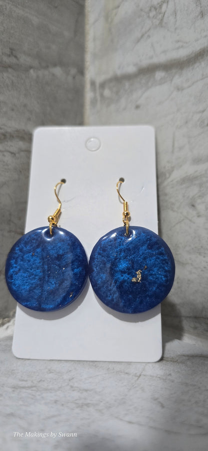 Small Royal Blue & Gold earrings