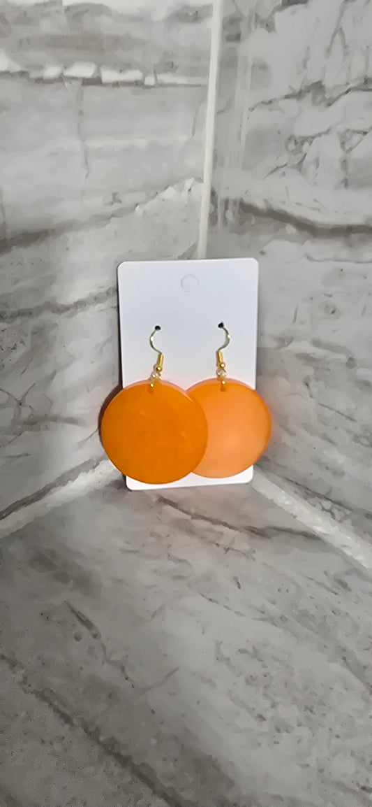 Orange circle earrings