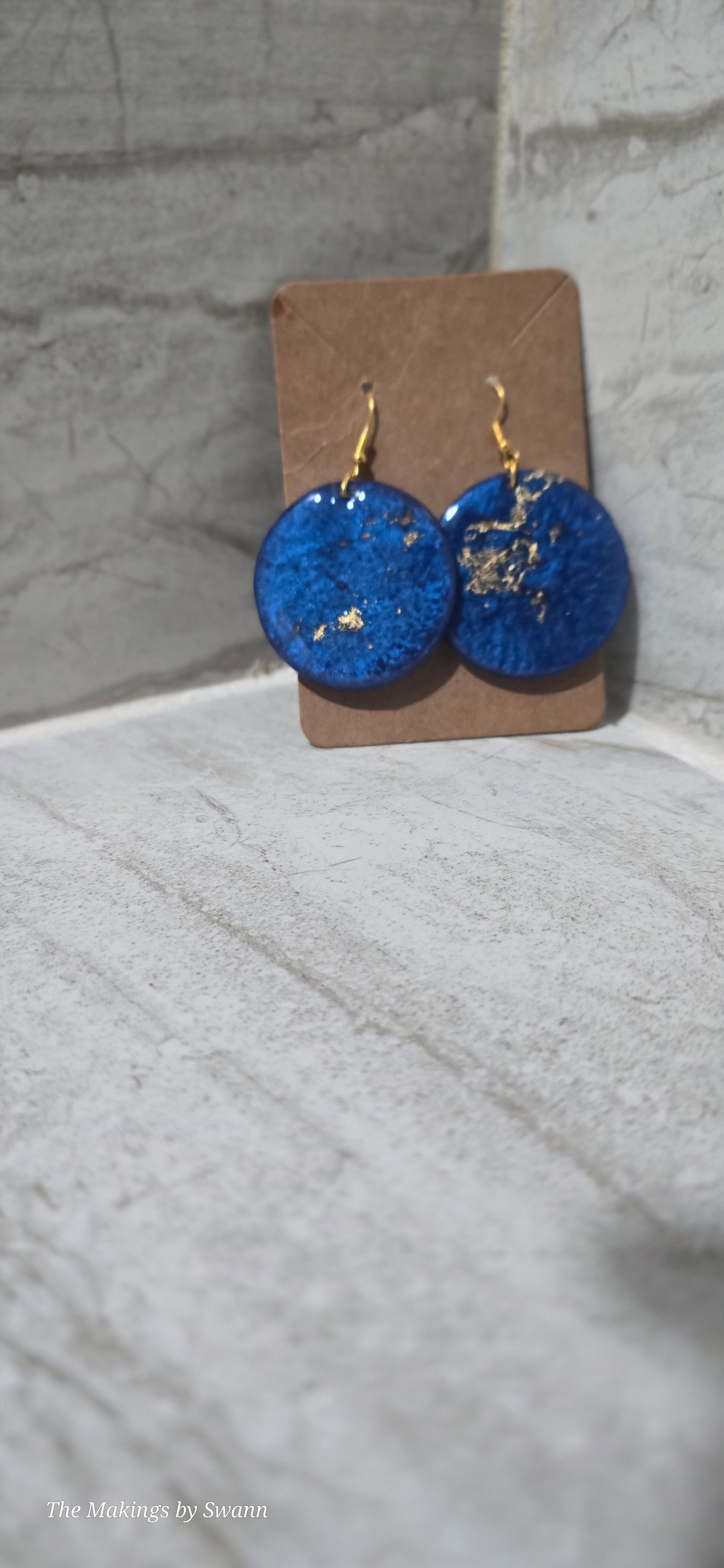 Gold & Royal Blue circle shaped Earrings