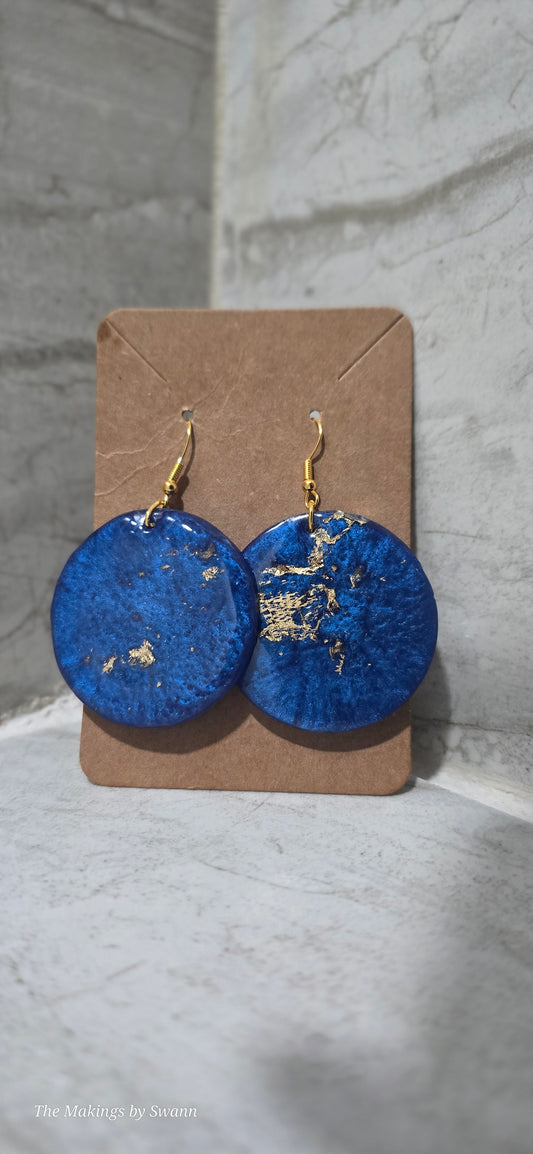 Gold & Royal Blue circle shaped Earrings