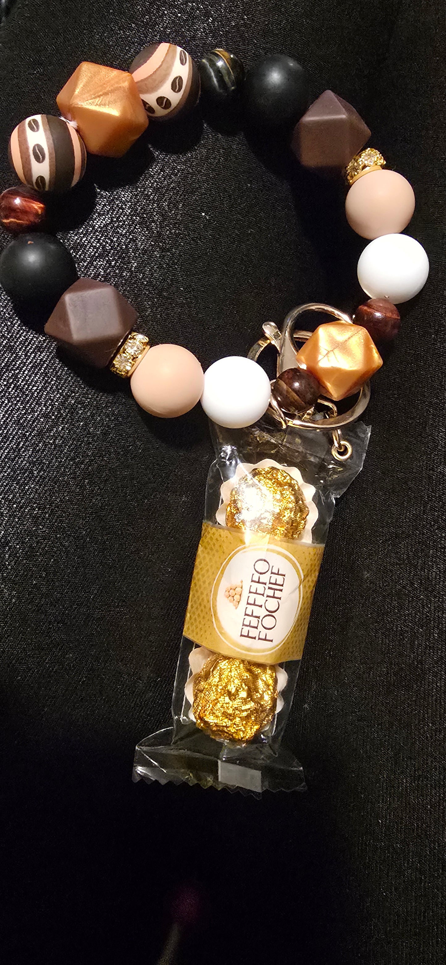 Chocolate candy charm keychain wristlet