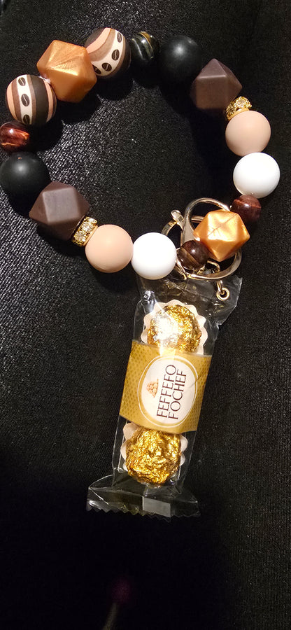 Chocolate candy charm keychain wristlet