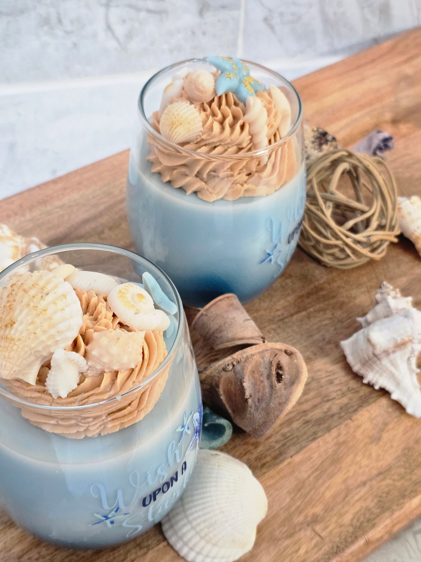 Beach themed wickless candle