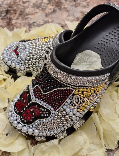 Customized blinged out faux crocs Size: 8/9
