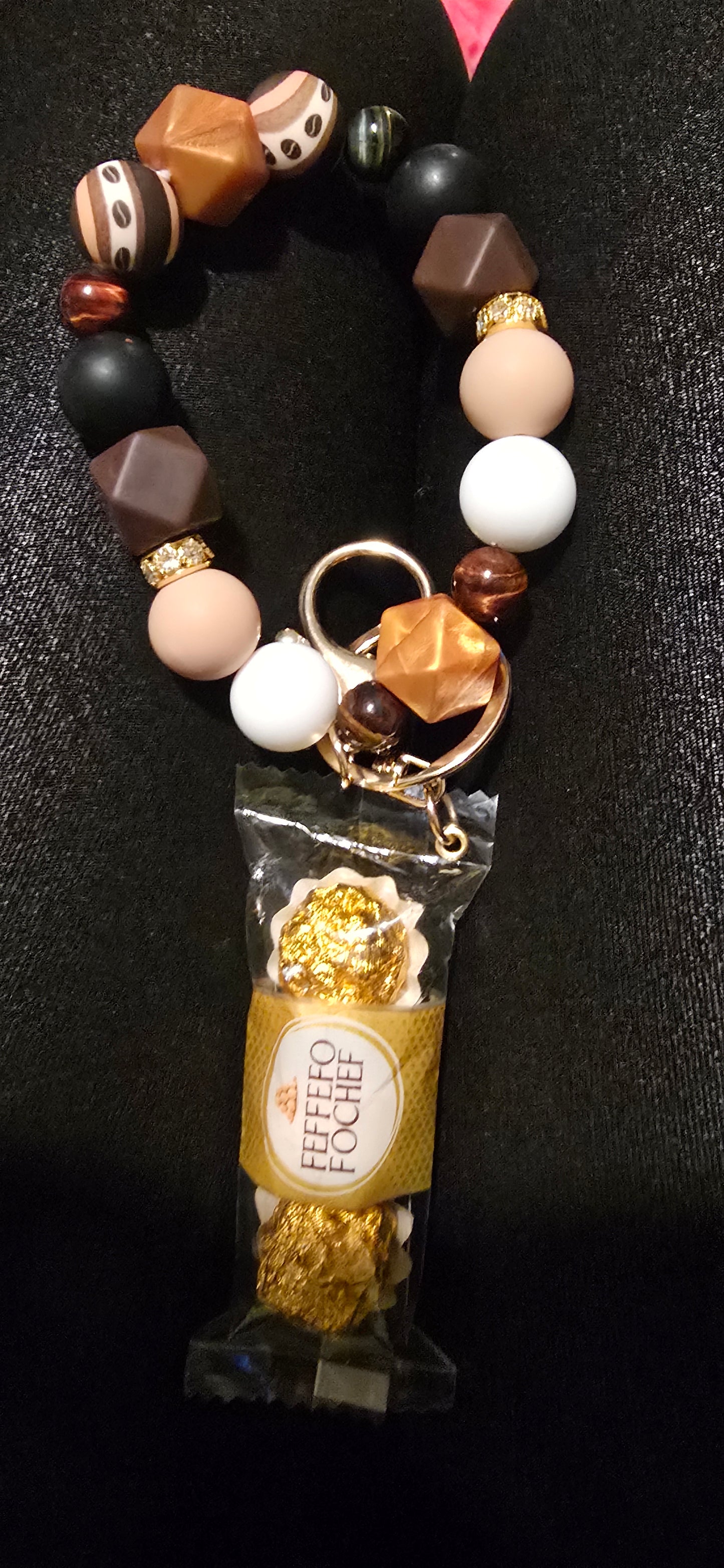 Chocolate candy charm keychain wristlet