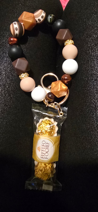 Chocolate candy charm keychain wristlet