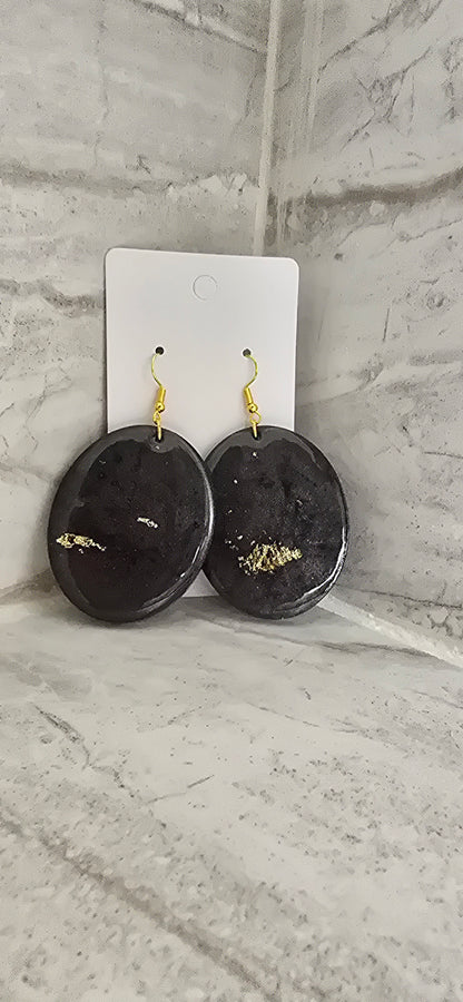 Black & Gold Oval Earrings