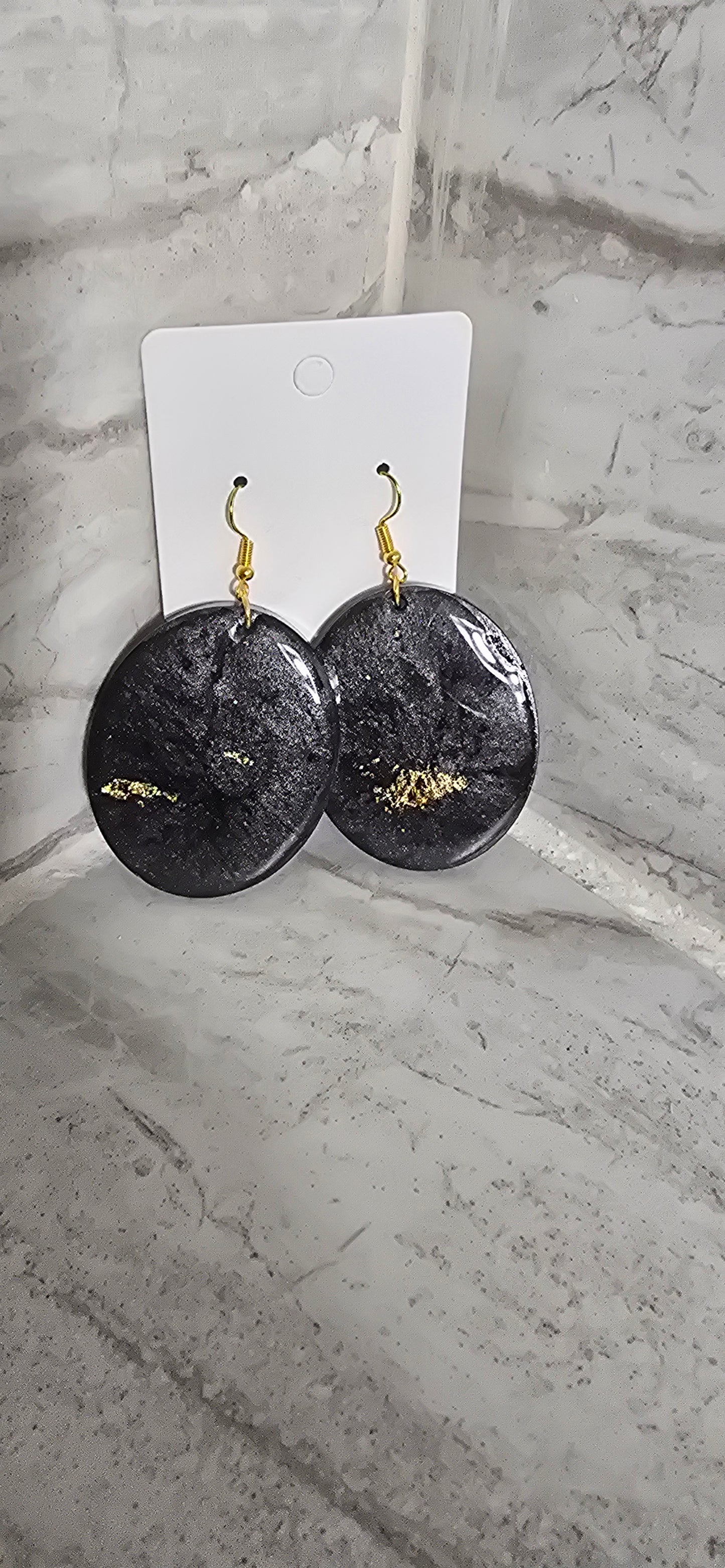 Black & Gold Oval Earrings