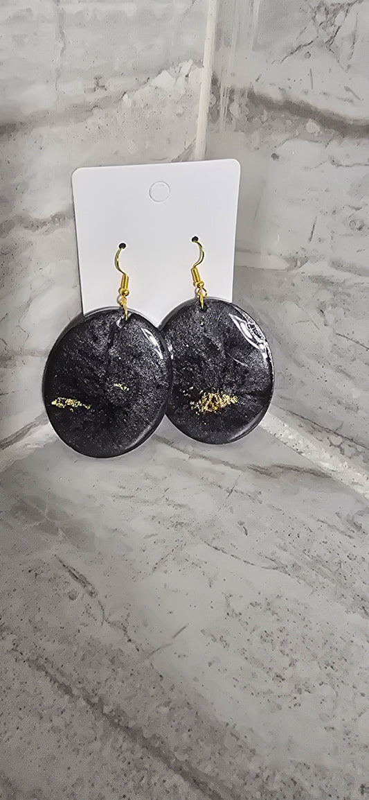 Black & Gold Oval Earrings