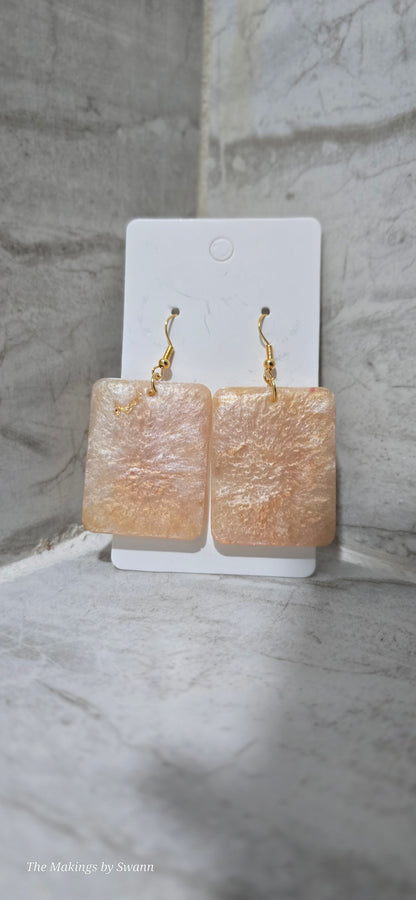 Pearl & Gold rectangle shaped Earrings