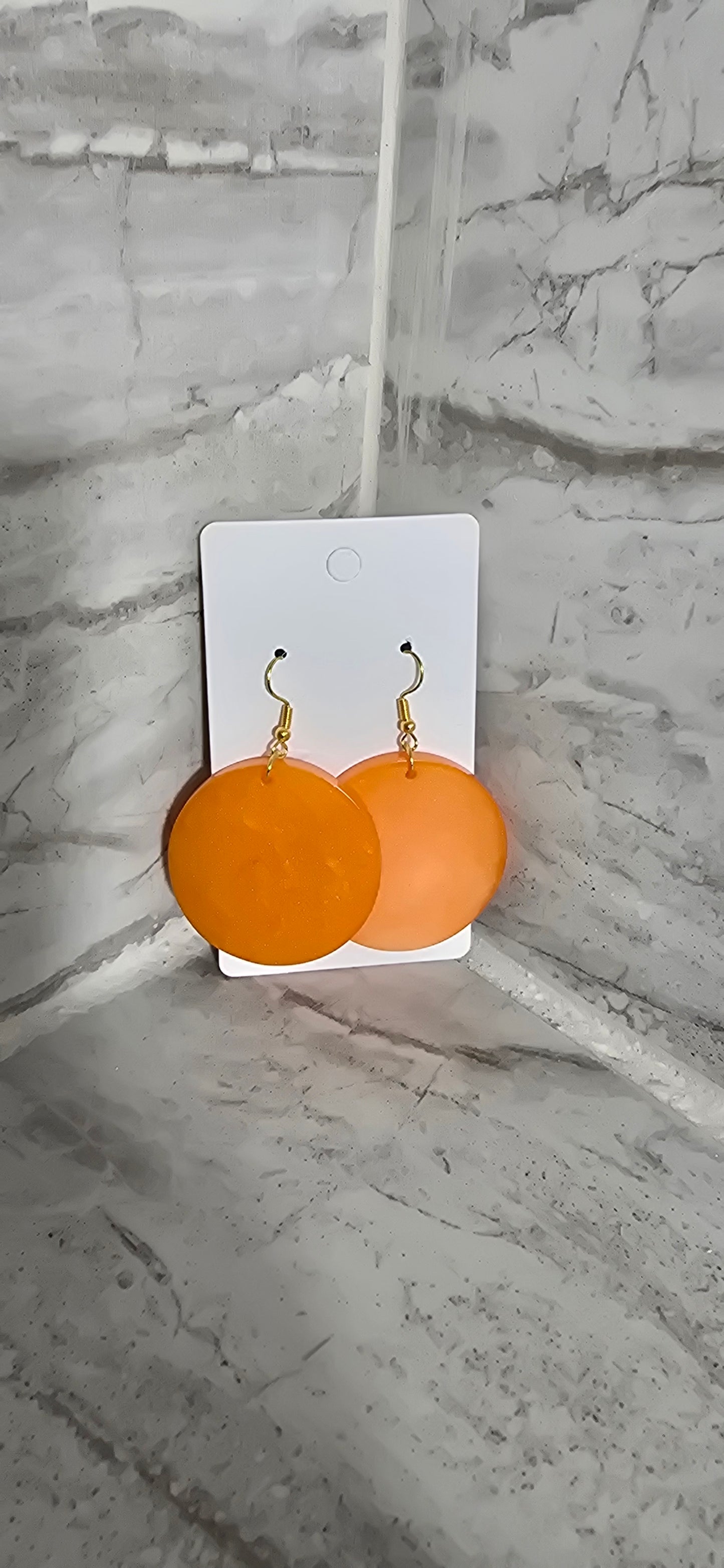 Orange circle earrings