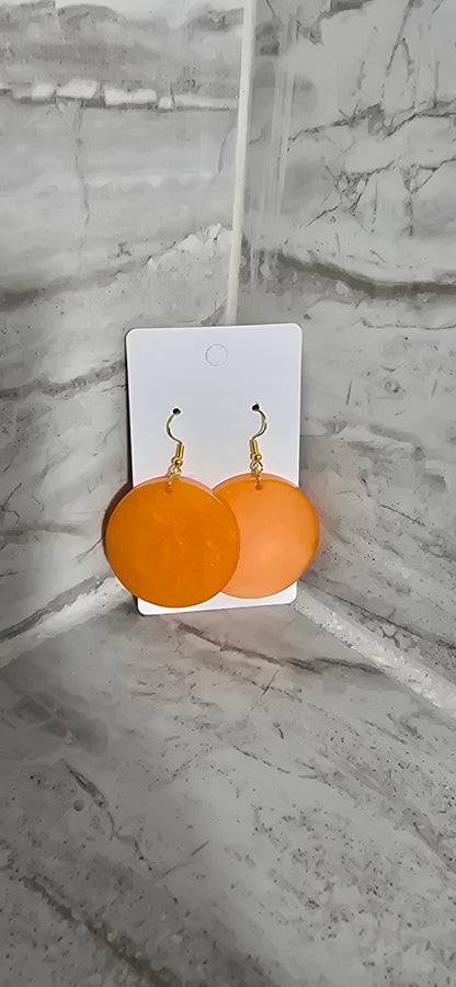 Orange circle earrings