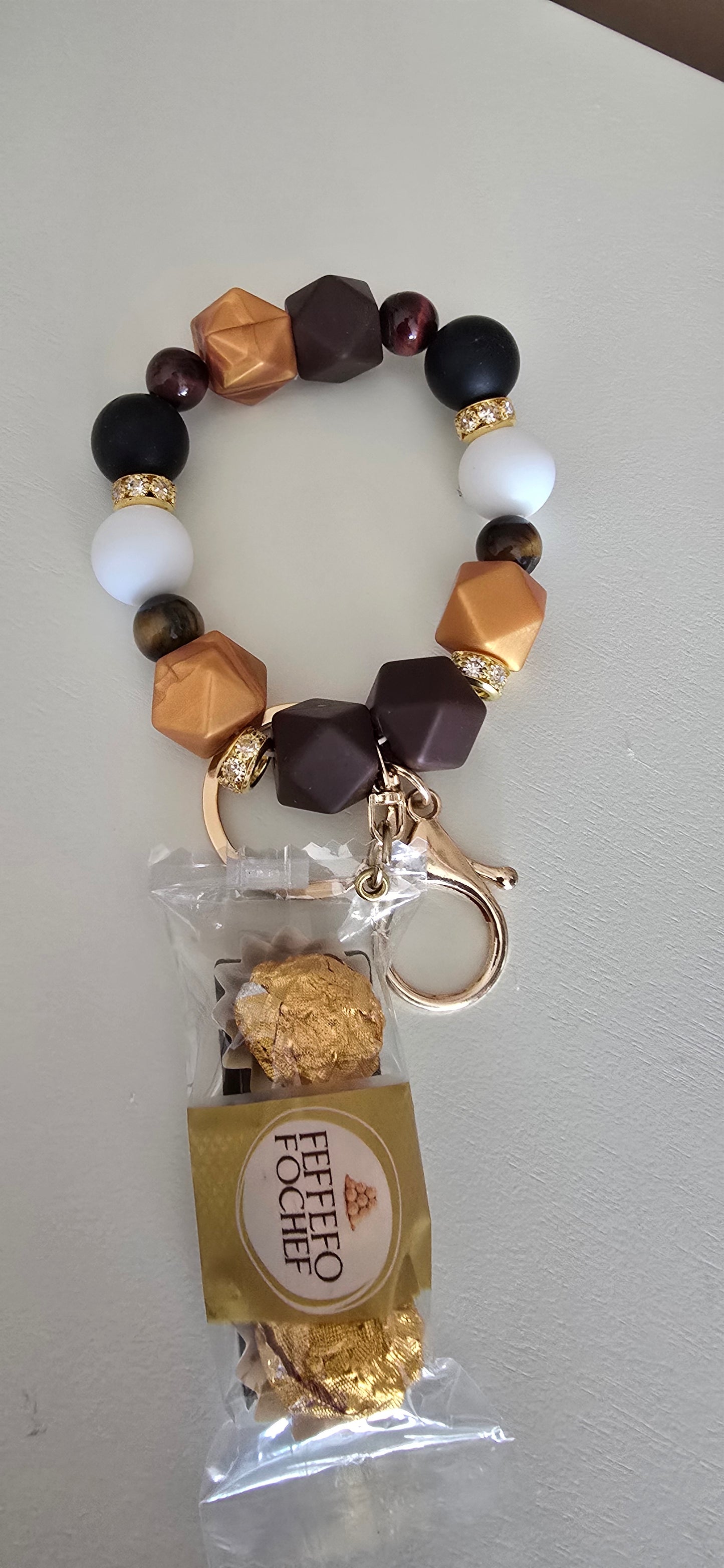 Chocolate candy charm keychain wristlet