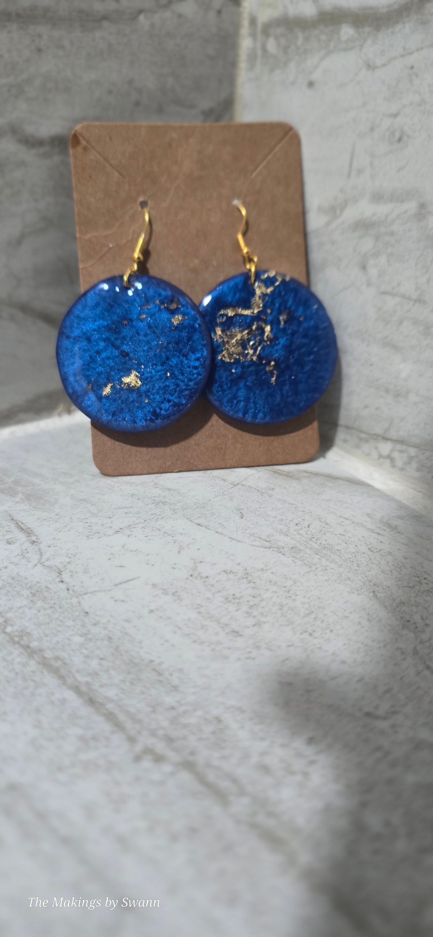 Gold & Royal Blue circle shaped Earrings