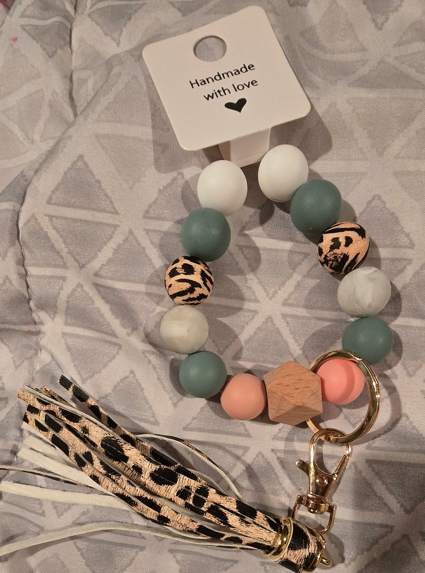Leopard Print Silicone Bead Keychain/Bracelet