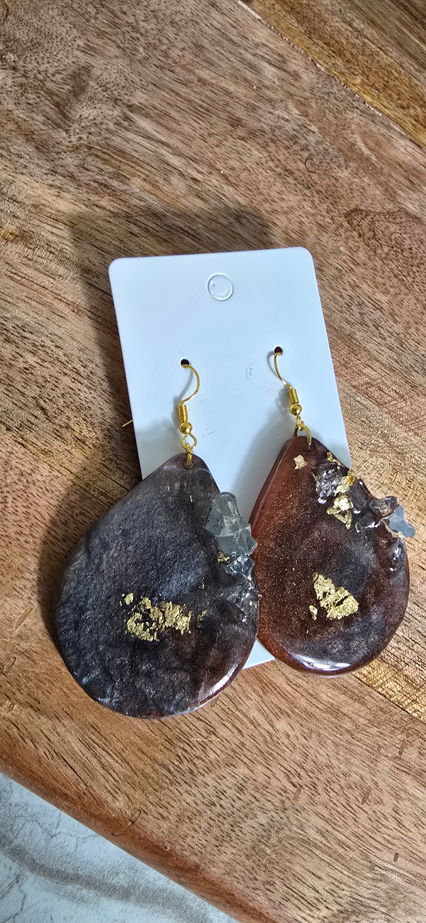 Earth Tone Tear drop earrings with crystals