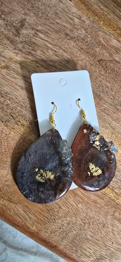 Earth Tone Tear drop earrings with crystals