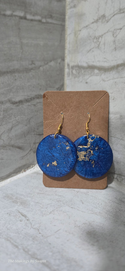 Gold & Royal Blue circle shaped Earrings