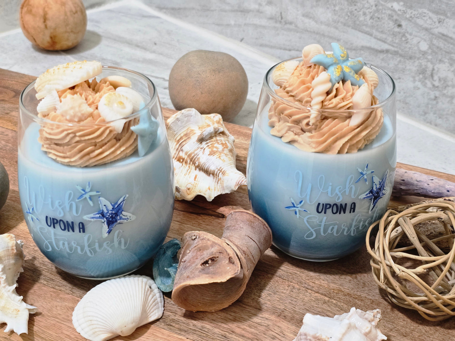 Beach themed wickless candle